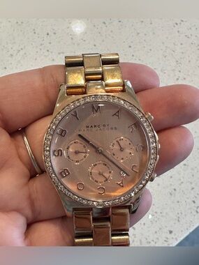 Marc by Marc Jacobs Rose Gold-Tone Crystal Accent Bracelet Watch